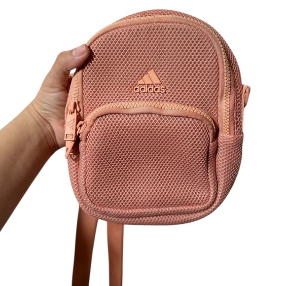 Adidas Mini Backpack Rose Mesh Sporty Adjustable Strap Small Bag Women - Picture 8 of 8